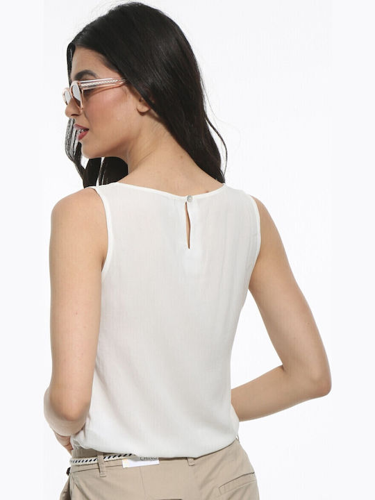 Nova Damen Sport Bluse Ärmellos Weiß