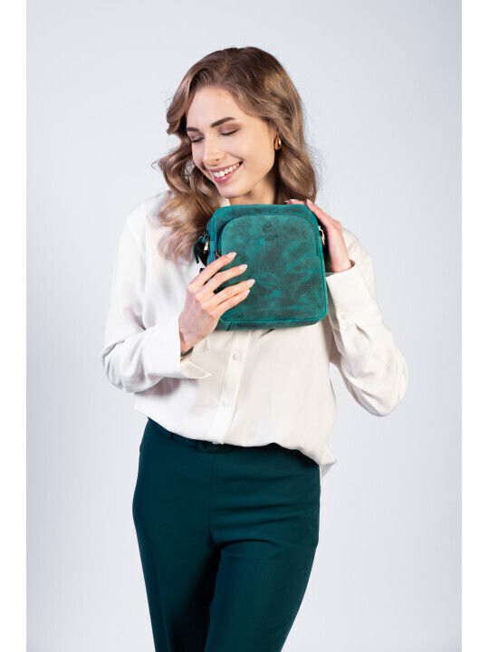 Set Leather Women's Bag Shoulder Green