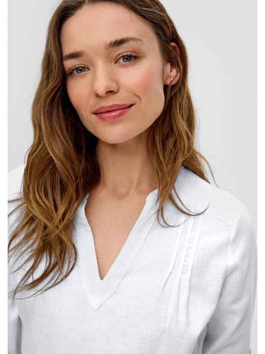 Women's Summer Blouse Linen White