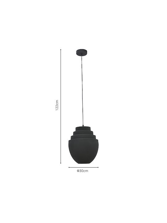 Inart Kelsy Κρεμαστό Φωτιστικό Μαύρο με Ντουί E27 30x30x122εκ.