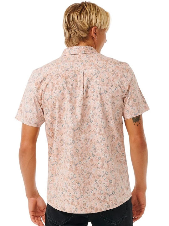 Kurzärmlig Hemd Blumen Salmon