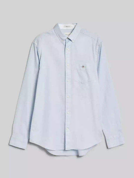 Cu mânecă lungă Bumbac Cămașă Light Blue