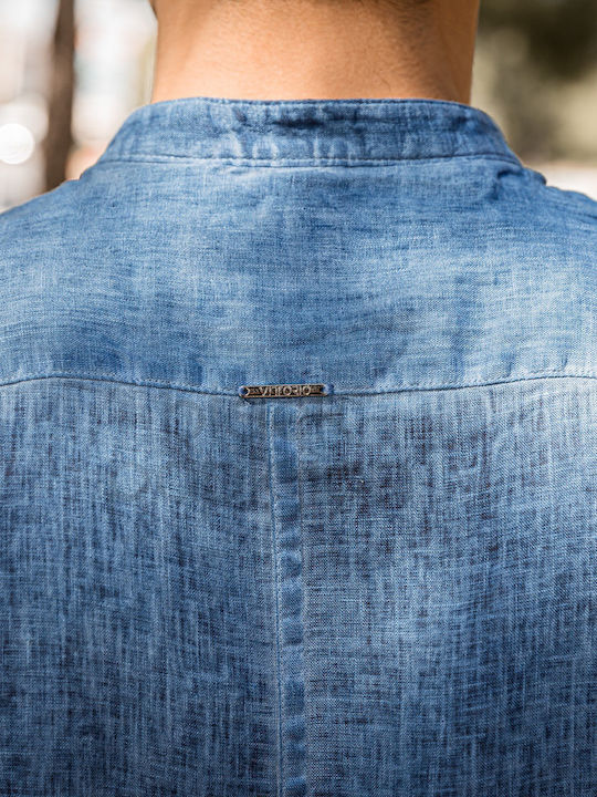 Langärmlig Leinen Hemd Blue
