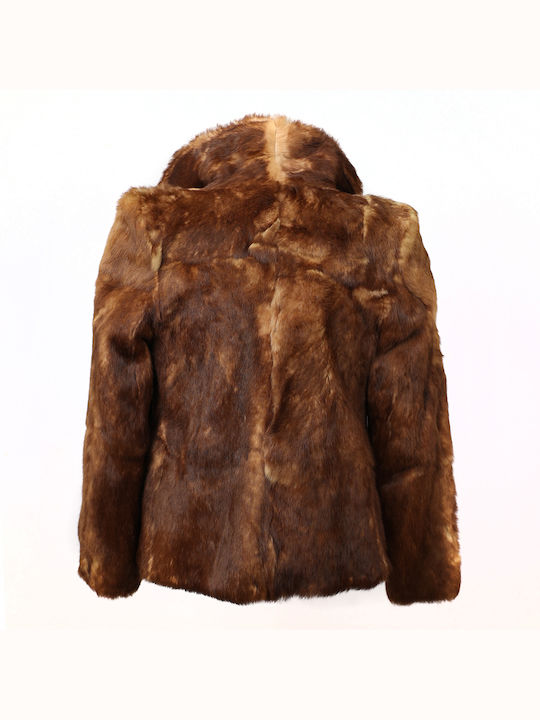 Ageridis Leather Women's Long Fur Cinamon