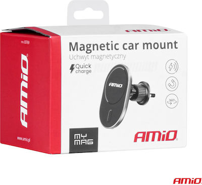 AMiO Mobile Phone Holder Car with Magnet and Wireless Charging Black