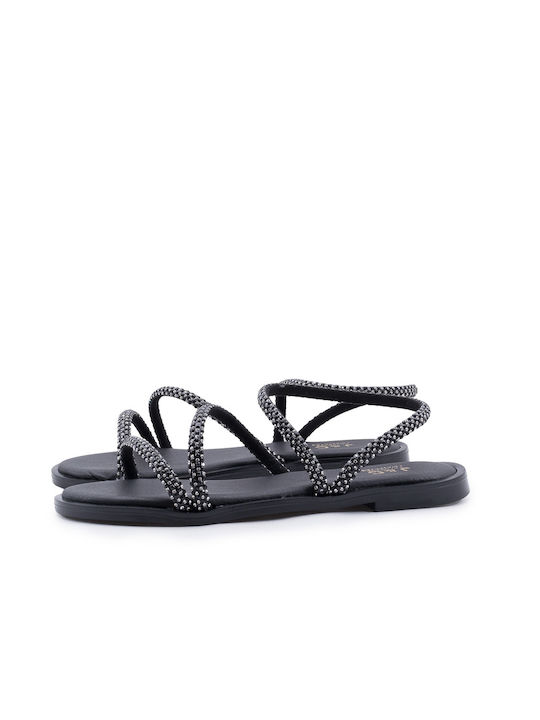 Love4shoes Damen Flache Sandalen in Schwarz Farbe