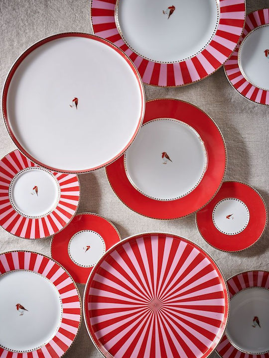PiP Studio Πιάτο Γλυκού από Πορσελάνη Red-Pink με Διάμετρο 21cm
