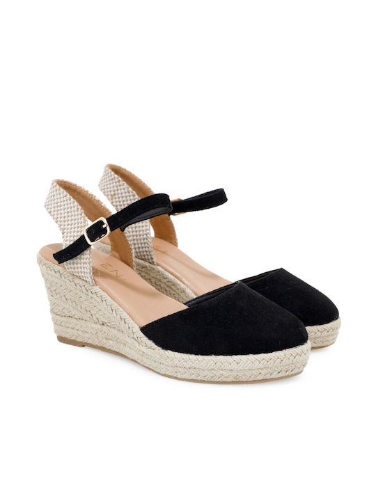 Seven Platforme dama în stil espadrile Negre