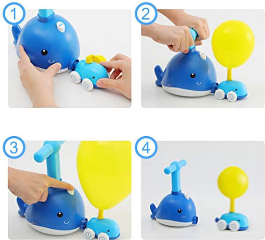 Kinder Spielzeug Set Zola fliegender Wal 2 in 1 Ballonpumpe Ballonwerfer fischliebender Wal