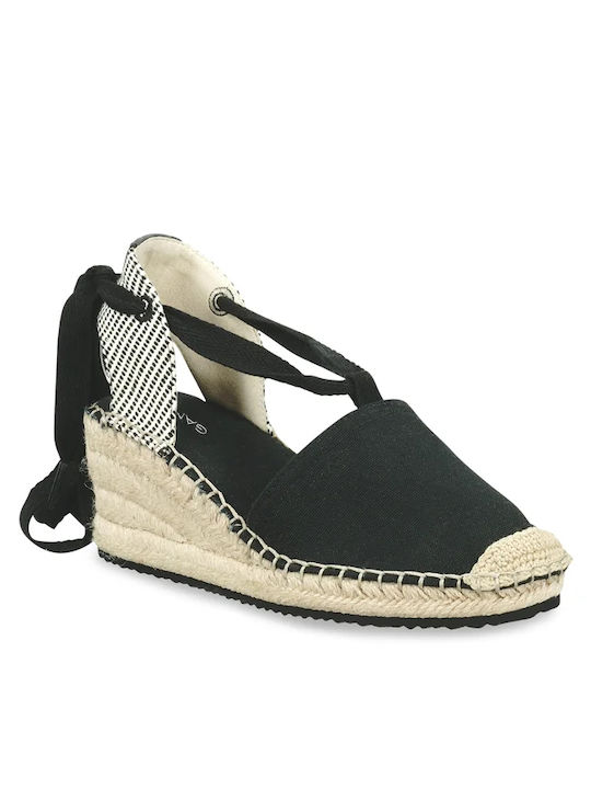 Gant Platforme dama în stil espadrile Negre