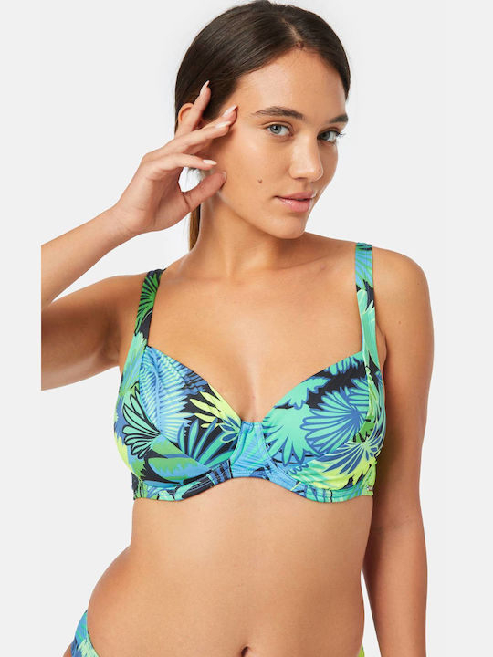 Minerva Underwire Bikini Swim Top Lime Floral