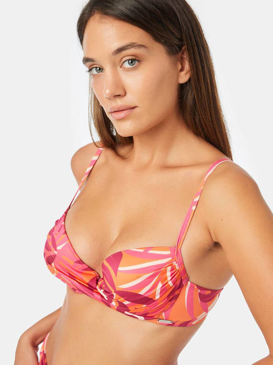 Minerva Top bikini cu umplutură Fux-bordeaux