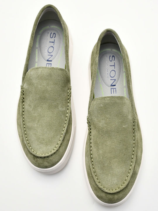 Δερμάτινα Ανδρικά Loafers σε Πράσινο Χρώμα