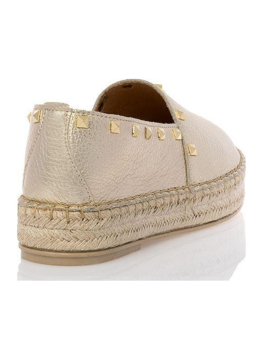 Women's Leather Espadrilles Gold