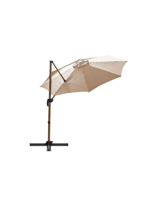 Umbrelă Suspendată Rotundă Din aluminiu Bej Φ2.5m