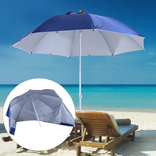 Folding Beach Umbrella Diameter 2.1m Blue