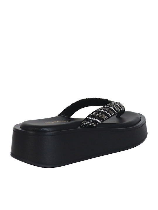 Fredel Women's Flat Sandals Flatforms in Black Color