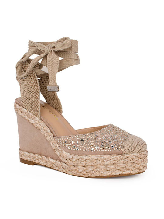 Alma en Pena Damenplattformen im Espadrilles-Stil Beige