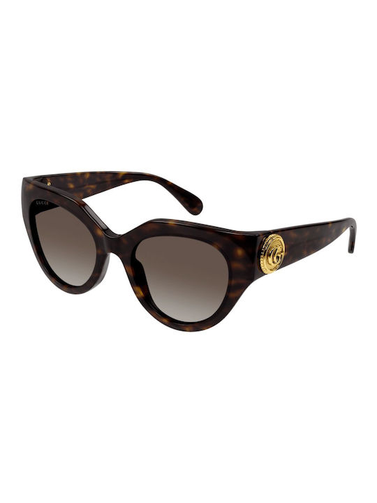 Gucci Γυναικεία Γυαλιά Ηλίου με Καφέ Ταρταρούγα Κοκκάλινο Σκελετό και Καφέ Ντεγκραντέ Φακό GG1408S 003