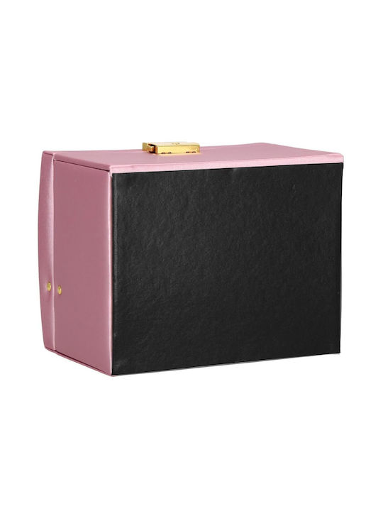 Jewelry Box Mdf Eco-leather Velvet Pink Beige Mirror 17.5x14x12.5 Cm Springos