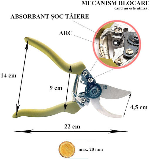 Xtline Ψαλίδι Κλαδέματος Μήκους 21.5cm με Μέγιστη Διάμετρο Κοπής 20mm