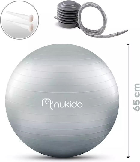 Nukido Μπάλα Pilates 65cm σε Γκρι Χρώμα