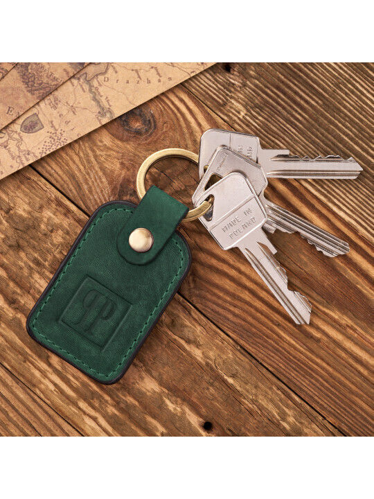 Gift Set Women's Vintage Leather Wallet Green Keychain Paolo Peruzzi Zup-104-gr