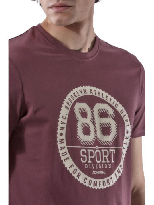 Admiral T-shirt Bărbătesc cu Mânecă Scurtă Burgundy