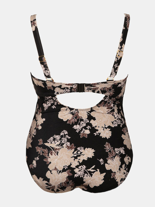 Ein Stück Badeanzug Für Große Brüste Blumen Muster Peony Print