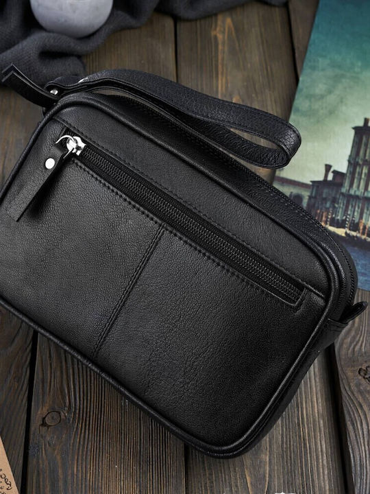 Leder Herrentasche Handtasche Schwarz
