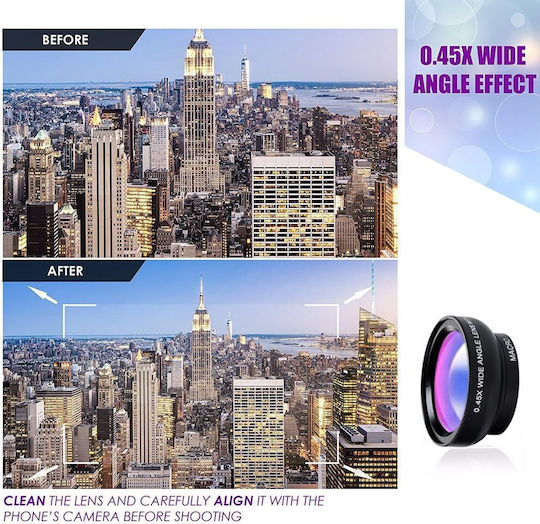 Zoom Lens Phones Tablets Zola 0.45x 12.5x Macro Clip 7x3x5 Cm Black