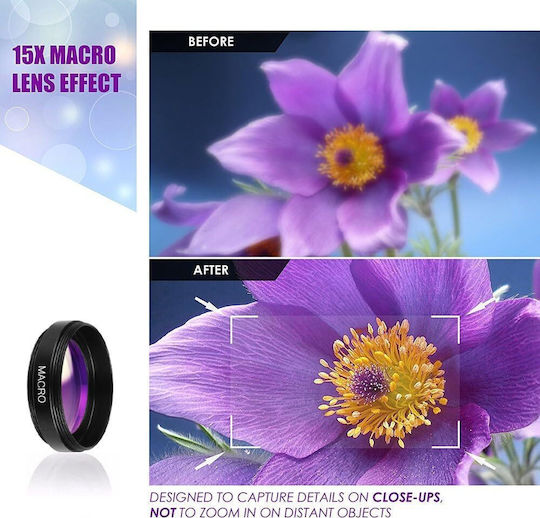 Zoom Lens Phones Tablets Zola 0.45x 12.5x Macro Clip 7x3x5 Cm Black
