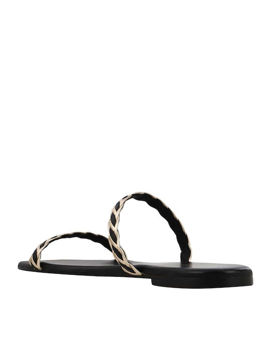 Leder Flache Sandalen für Damen in Schwarz Farbe