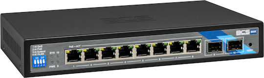 BCS BCS-B-SP08G-2SFP Unverwaltet L2 PoE+ Switch mit 8 Ports Gigabit (1Gbps) Ethernet und 2 SFP Ports