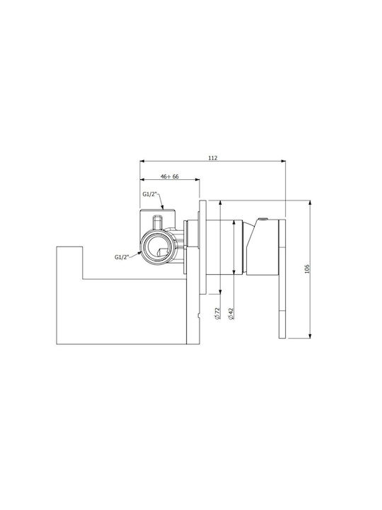 Armando Vicario Slim Built-in Mixer & Diverter Set for Shower 3 Exits