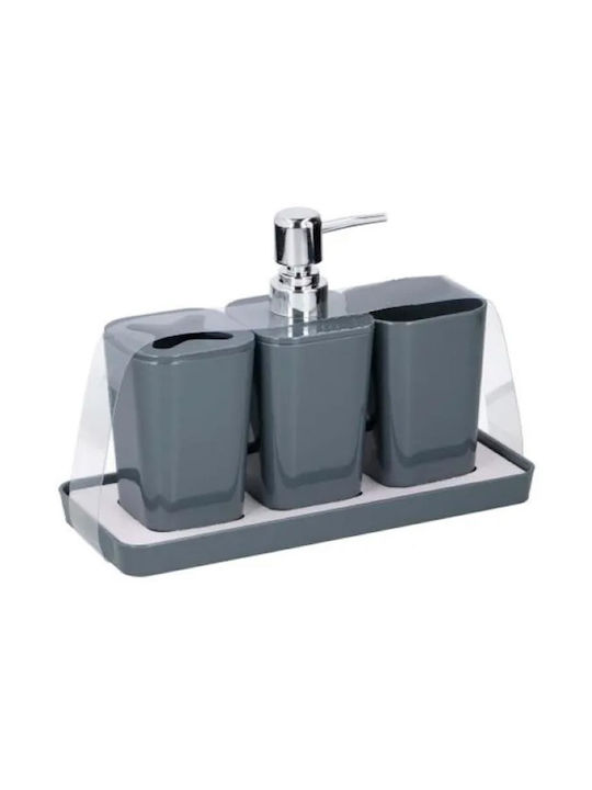 Ceramic Gray Bathroom Accessory Set 4 Pieces