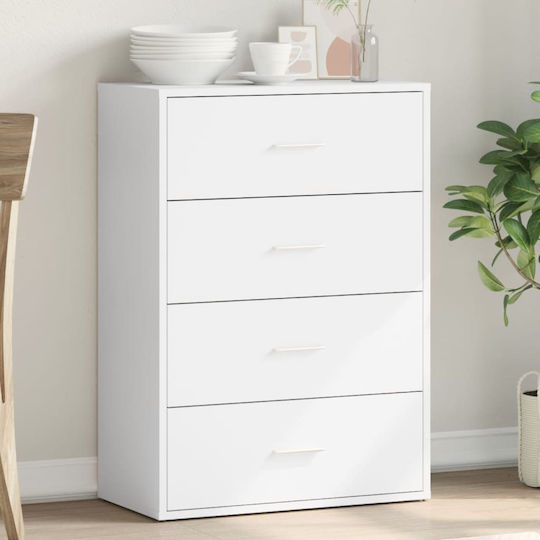 Wooden Chest of Drawers White 60x31x84cm