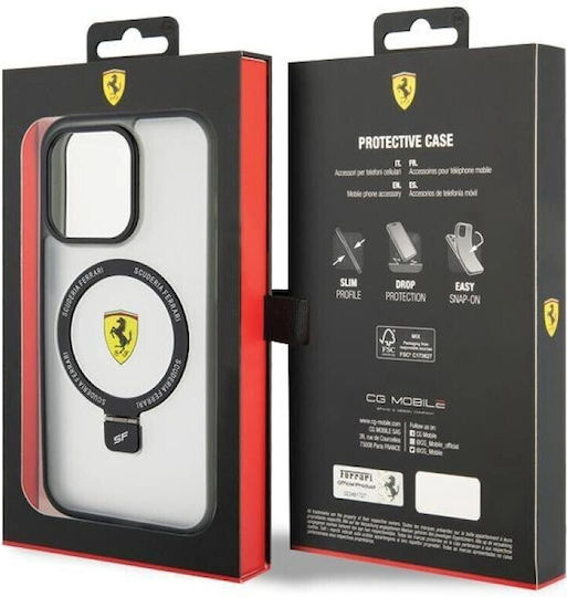Ferrari Umschlag Rückseite Kunststoff / Silikon Schwarz (iPhone 15 Pro)