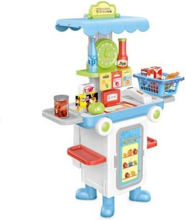 Set supermarket pentru copii Zola 2 în 1 Bus-supermarket