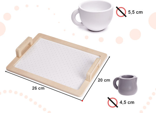 Children's Wooden Tea Set Zola Montessori Role Play Accessories Included Cream Brown