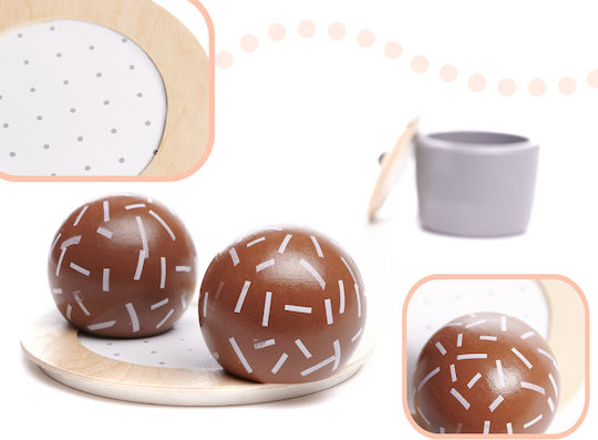 Children's Wooden Tea Set Zola Montessori Role Play Accessories Included Cream Brown