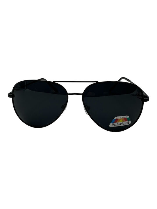 V-store Sunglasses with Black Metal Frame and Black Polarized Mirror Lens POL8341BLACK