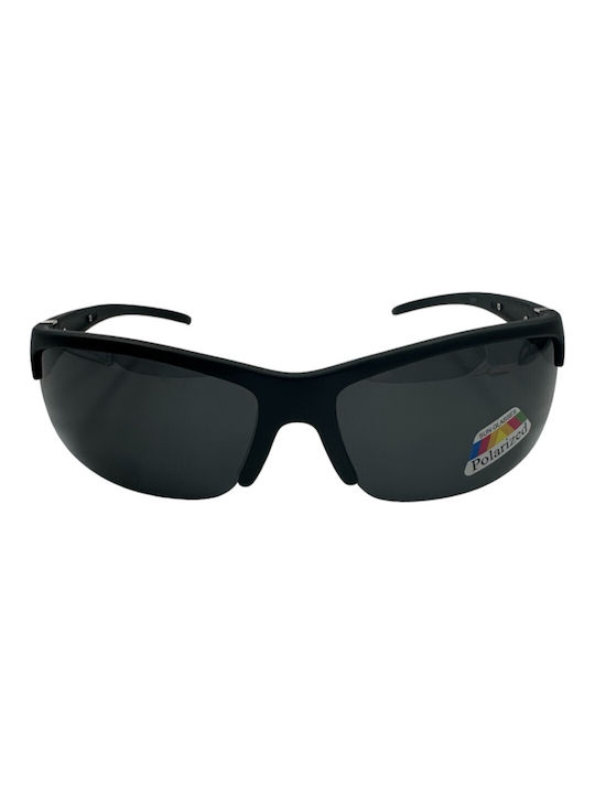 V-store Men's Sunglasses with Black Plastic Frame and Black Polarized Mirror Lens POL8091BLACK