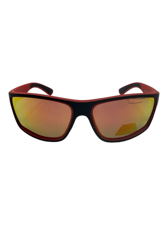 V-store Sunglasses with Burgundy Plastic Frame and Multicolour Polarized Mirror Lens POL3046RED