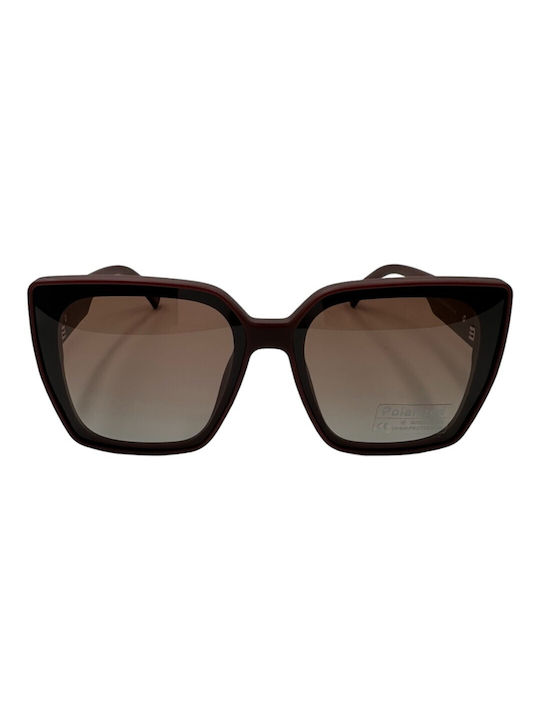 V-store Women's Sunglasses with Brown Plastic Frame and Brown Polarized Mirror Lens POL2754-02