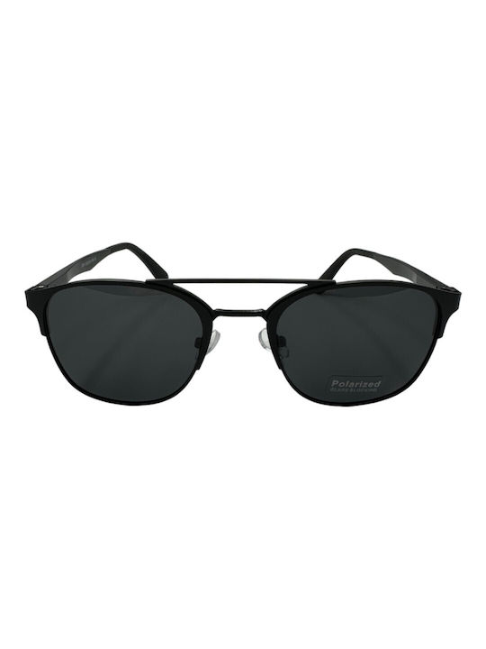 V-store Sunglasses with Black Metal Frame and Black Polarized Mirror Lens POL2601BLACK