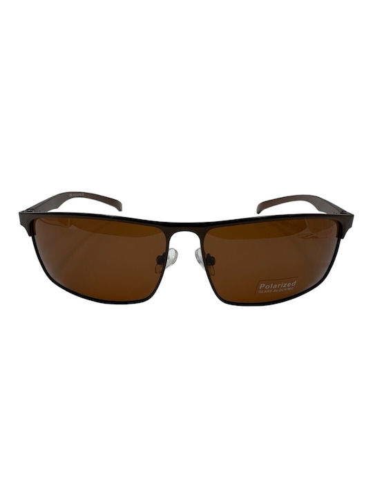 V-store Men's Sunglasses with Brown Plastic Frame and Brown Polarized Mirror Lens POL2592BROWN