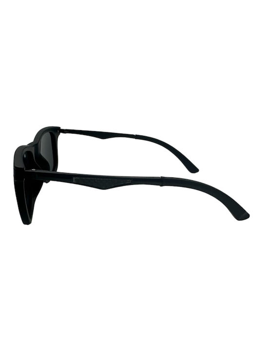 V-store Sunglasses with Black Plastic Frame and Black Polarized Mirror Lens POL8347-02