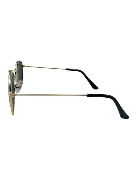 V-store Sunglasses with Gold Metal Frame and Green Lens 9293-05