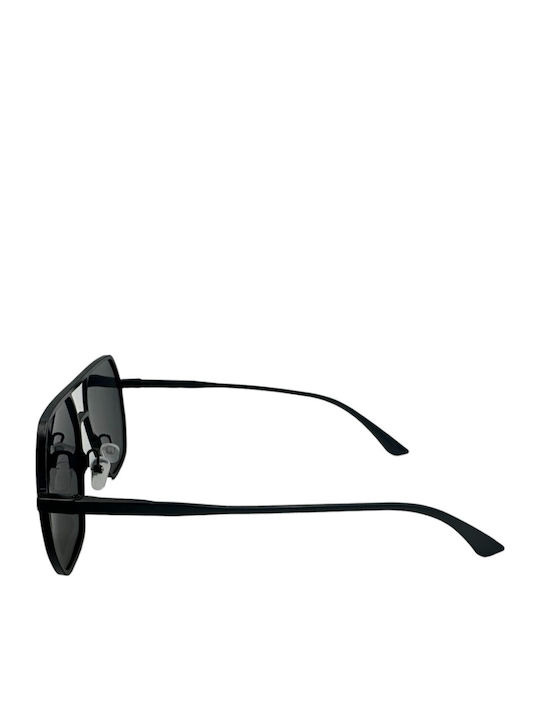 V-store Unisex Sunglasses with Black Metal Frame and Black Polarized Mirror Lens POL7701-02